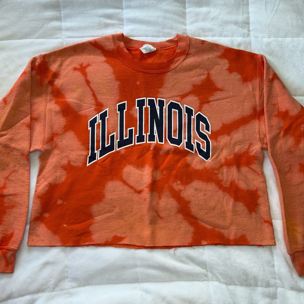 University of Illinois cropped tie dye sweatshirt